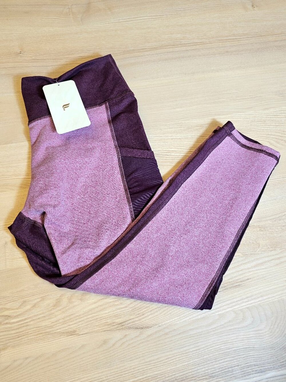 Fabletics High Waisted Mesh Heather Leggings Purple XL NWT